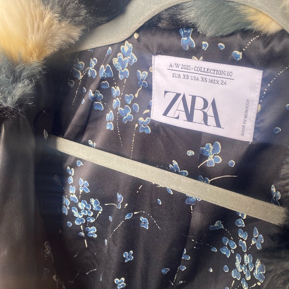 Zara Black and Cream Faux Fur Jacket XS - Picture 9 of 9
